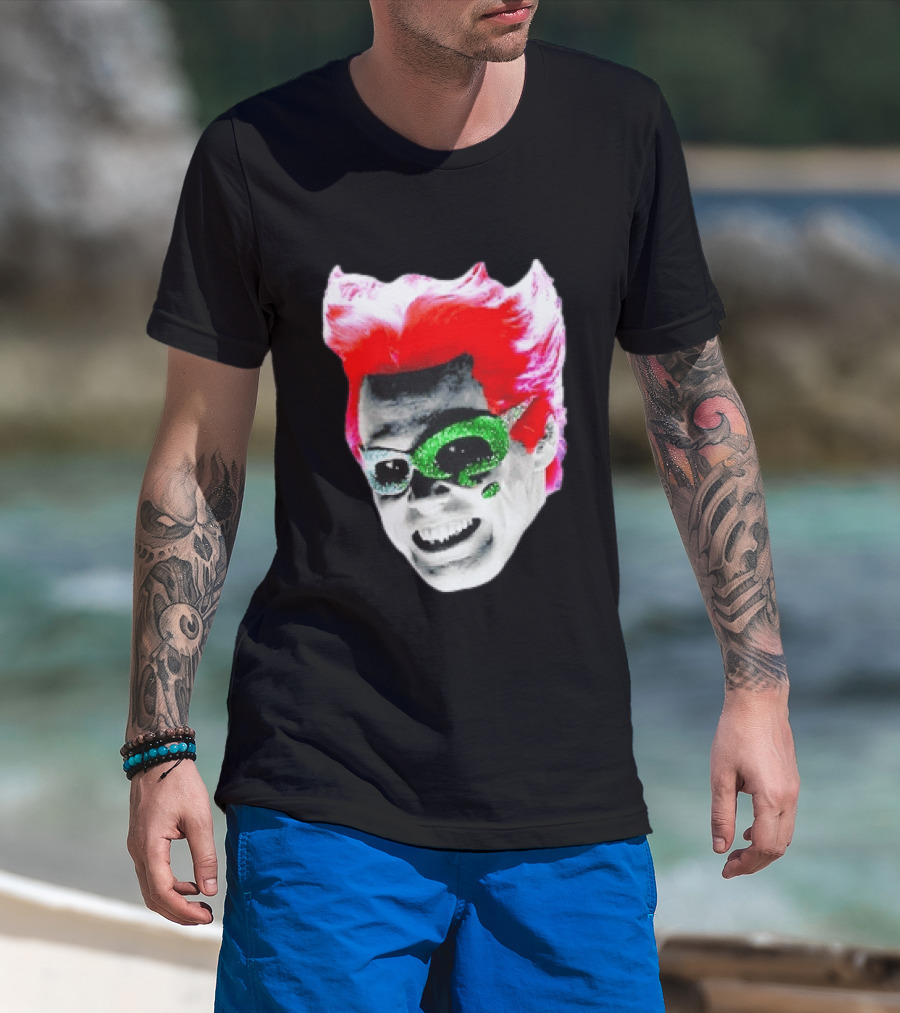Jim Carrey The Riddler Batman Forever Green Glitter Mask Pink Hair T-Shirt