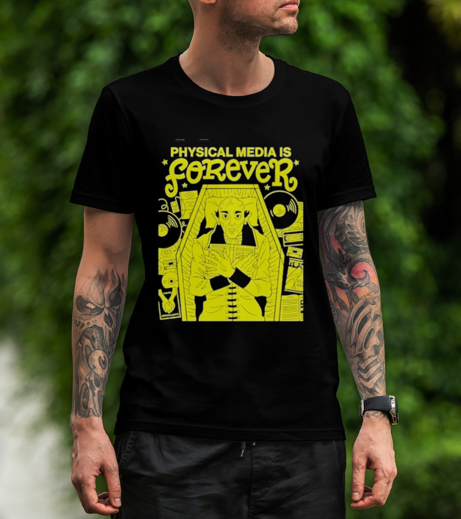 Physical Media Is Forever Vampire Coffin Records Tapes Books T-Shirt