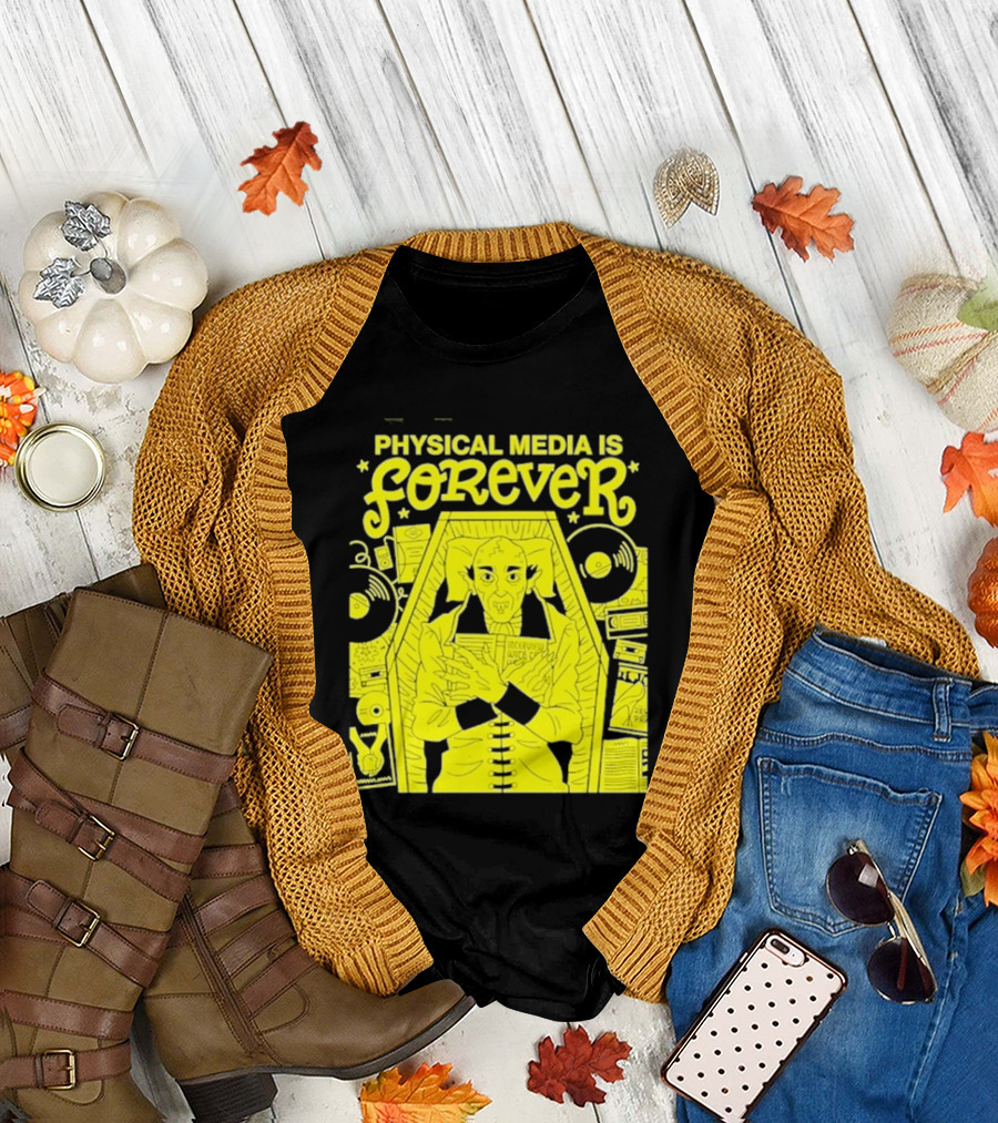 Physical Media Is Forever Vampire Coffin Records Tapes Books T-Shirt