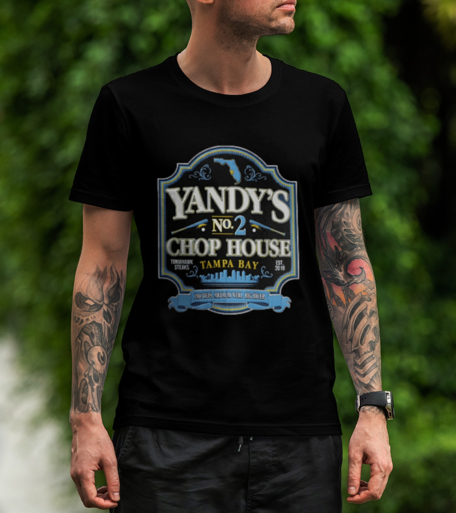 Yandy's No. 2 Chop House Tomahawk Steaks Tampa Bay Est. 2019 Baseball Restaurant T-Shirt