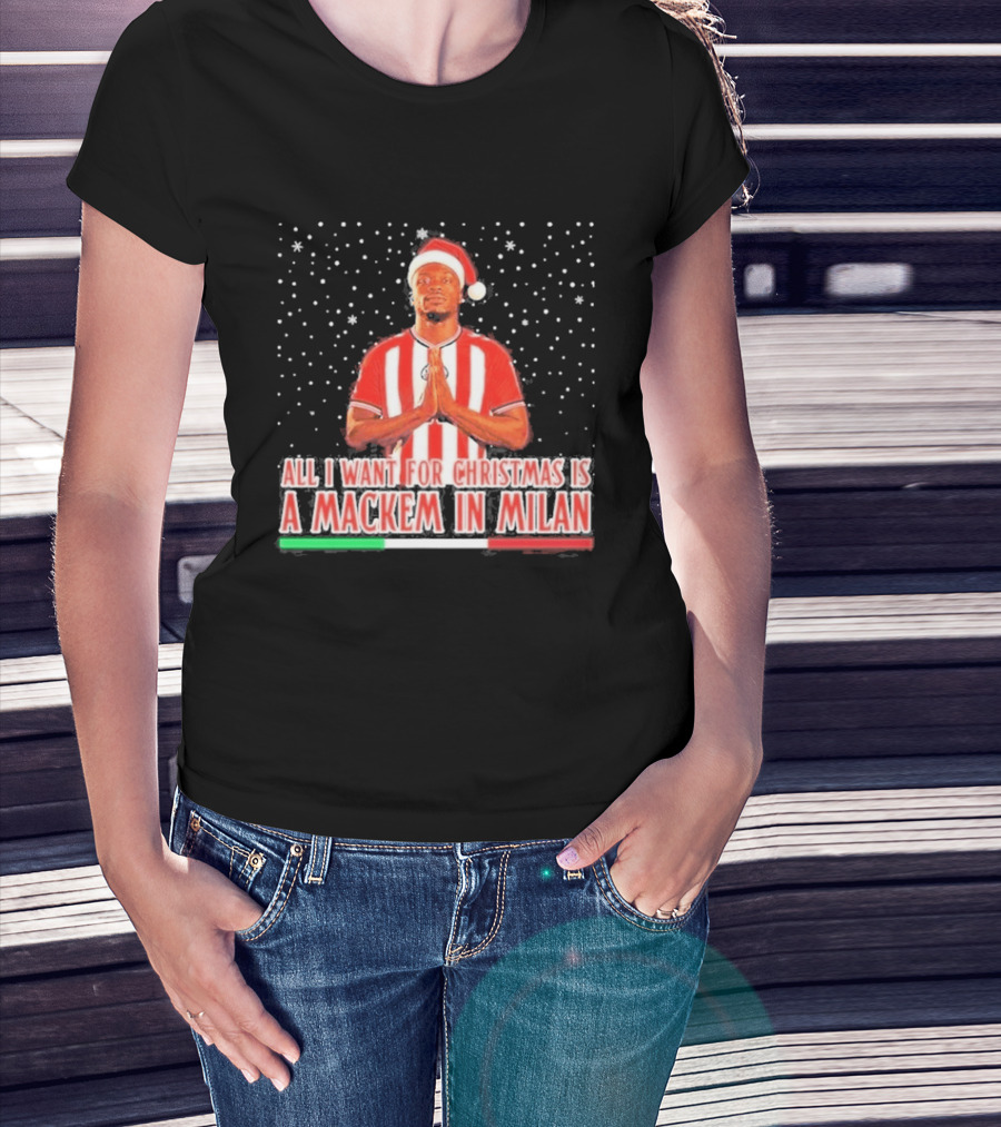 All I Want For Christmas Is A Mackem In Milan Striped Santa Football Holiday T-Shirt