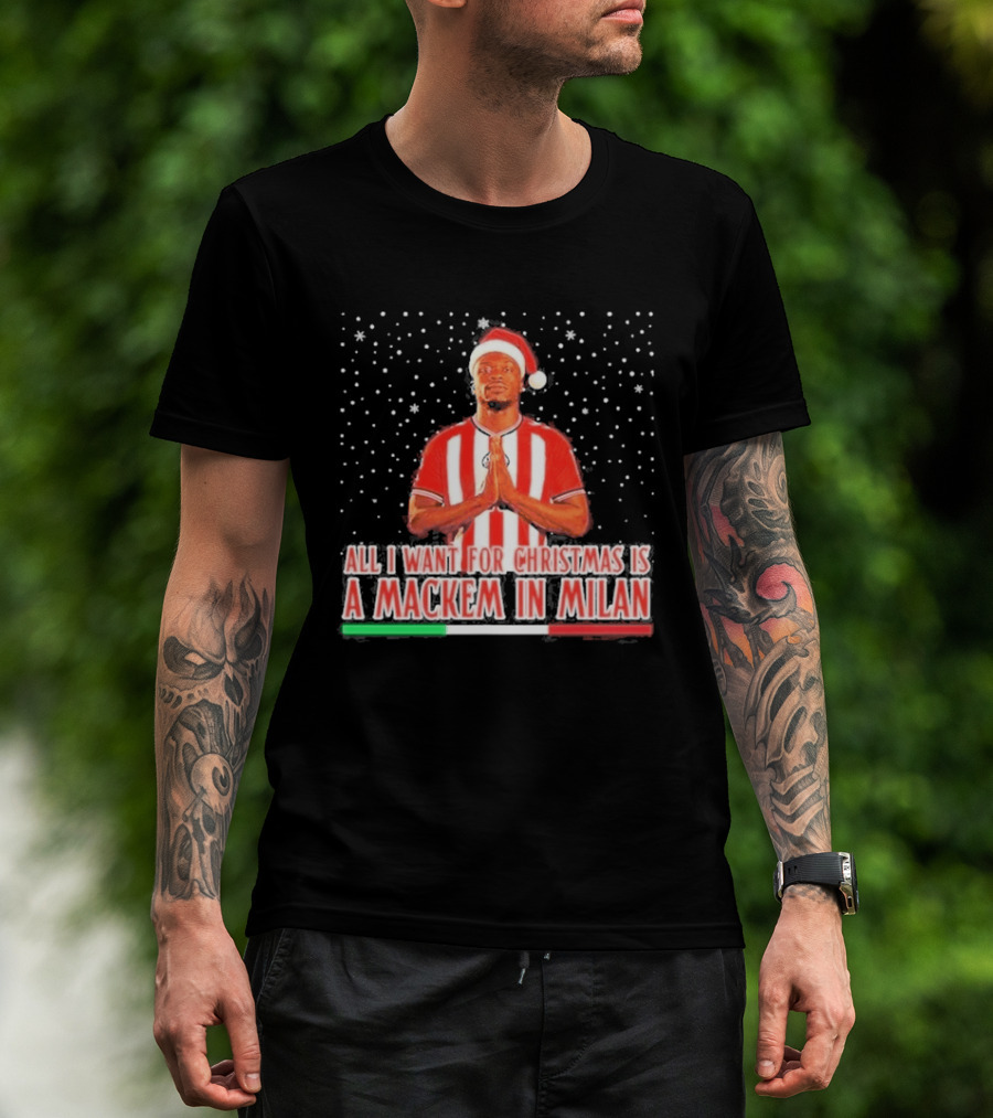All I Want For Christmas Is A Mackem In Milan Striped Santa Football Holiday T-Shirt