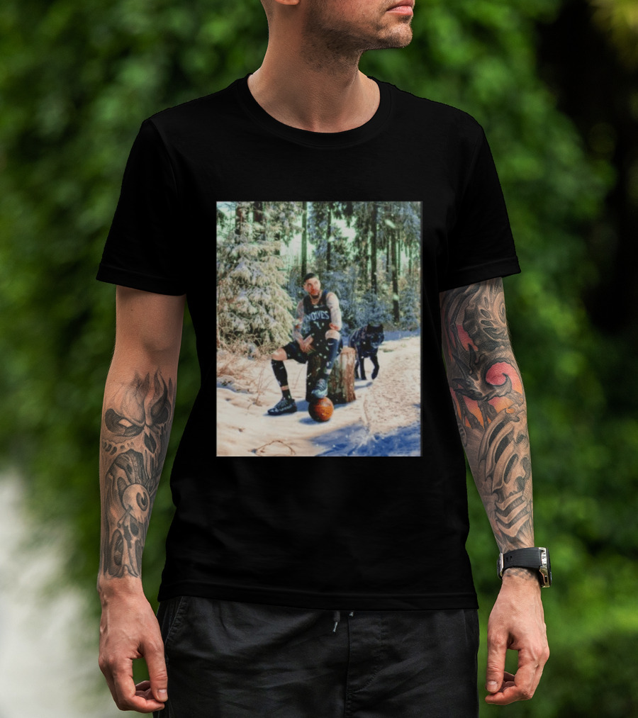Minnesota Timberwolves Anthony Edwards No 1 Winter Forest Basketball Scene T-Shirt