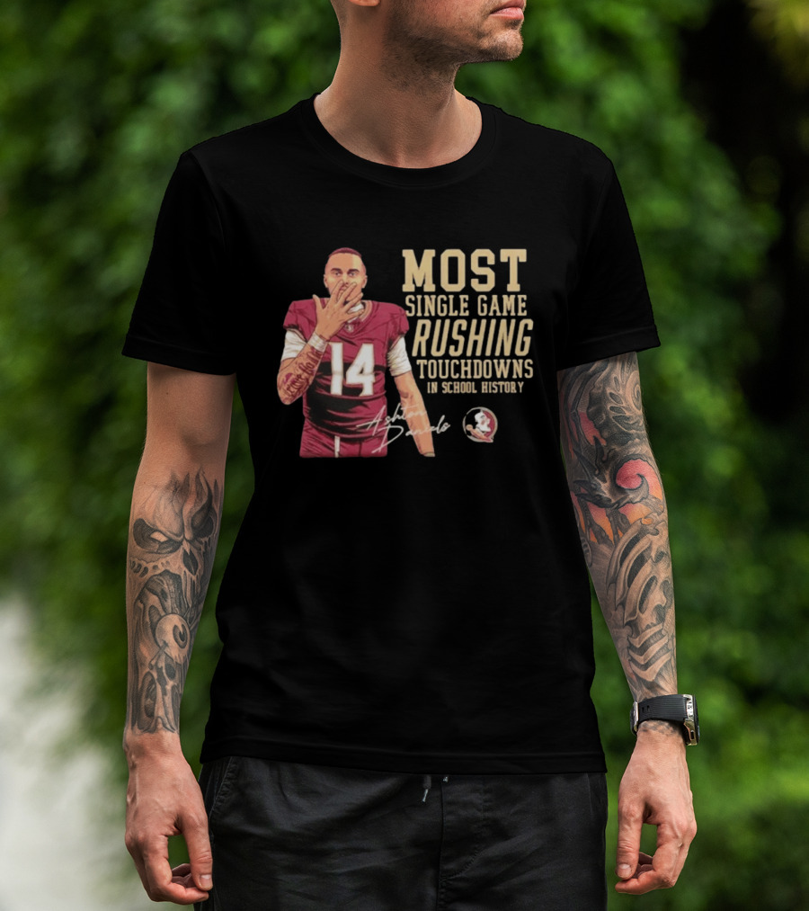 Ashton Daniels No 14 Most Single Game Rushing Touchdowns School History T-Shirt