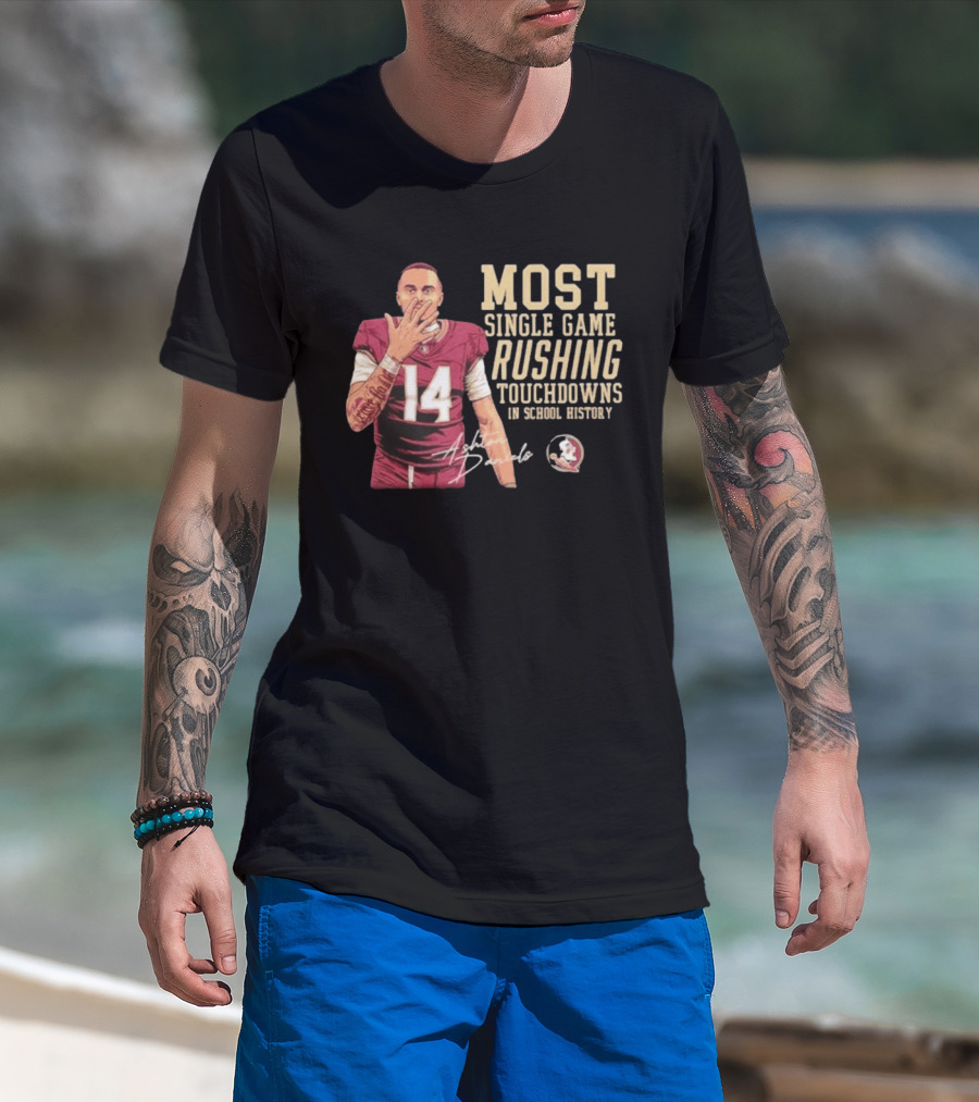 Ashton Daniels No 14 Most Single Game Rushing Touchdowns School History T-Shirt