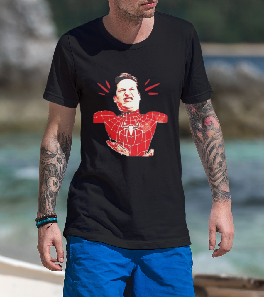 Tobey Maguire Spider Man Bootleg Marvel Red Web Suit T-Shirt