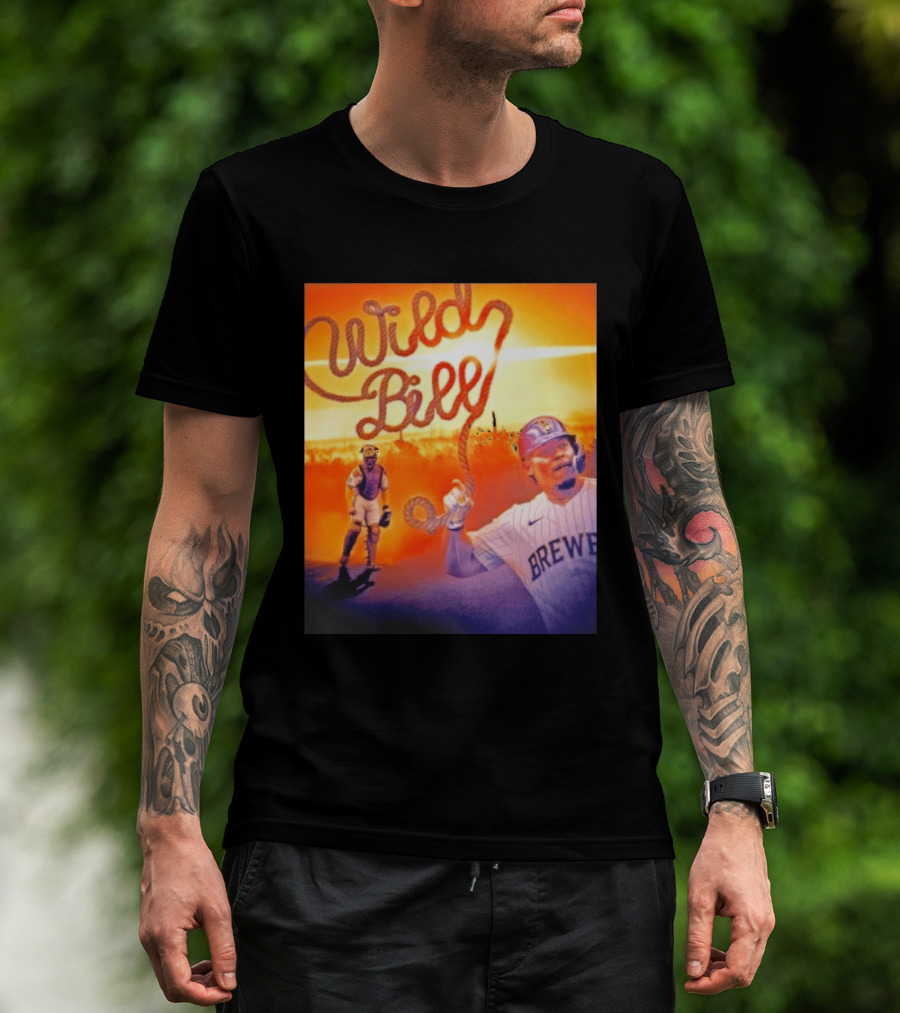 Wild Bill Milwaukee Brewers MLB Baseball Player Rope Sunset Scene T-Shirt