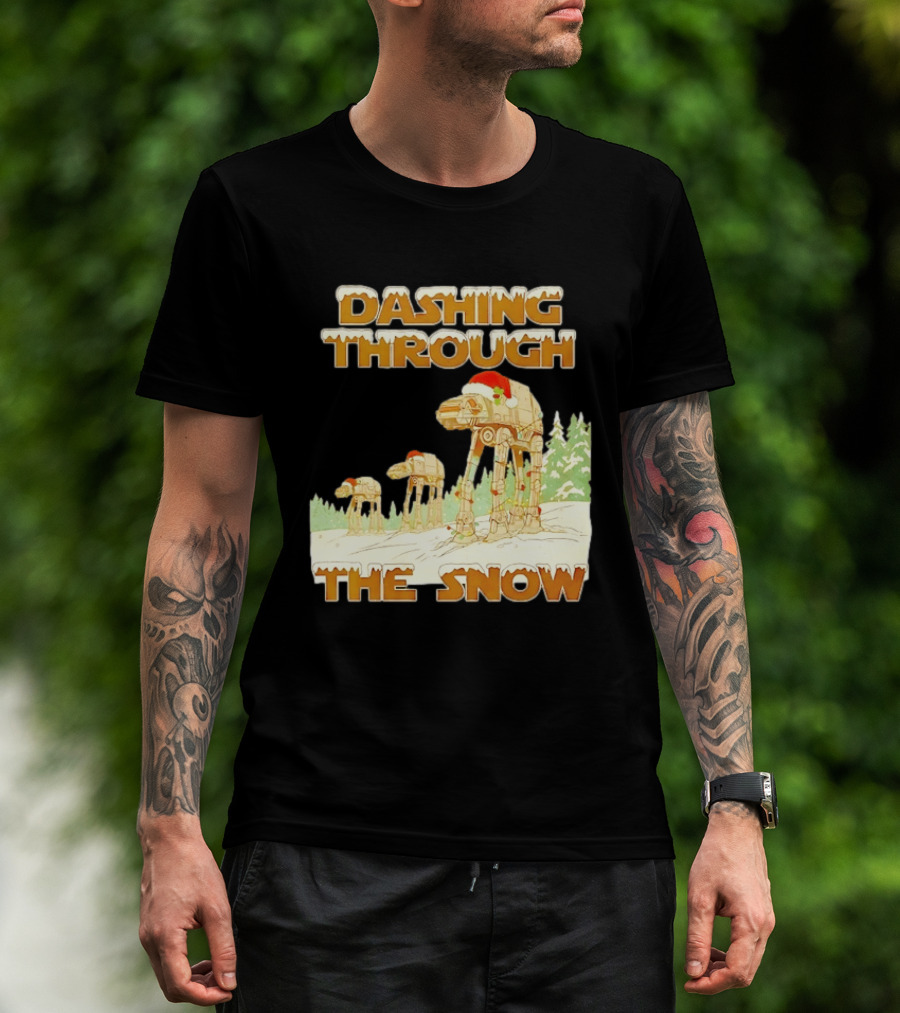 Dashing Through The Snow Star Wars AT AT Christmas Holiday Scene T-Shirt