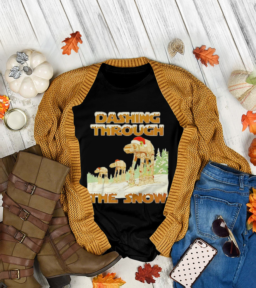 Dashing Through The Snow Star Wars AT AT Christmas Holiday Scene T-Shirt