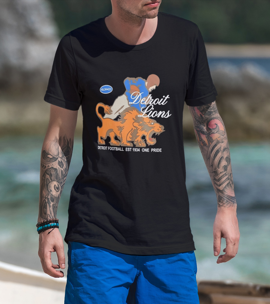 Detroit Lions Football EST 1934 One Pride Vintage Style Kloh Co T-Shirt