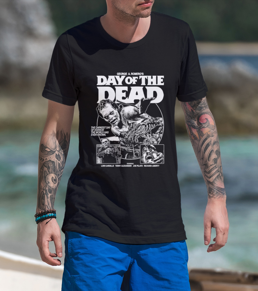 George A Romero's Day Of The Dead The Darkest Day Of Horror Ever Joe Pilato Lori Cardille Sherman Howard T-Shirt