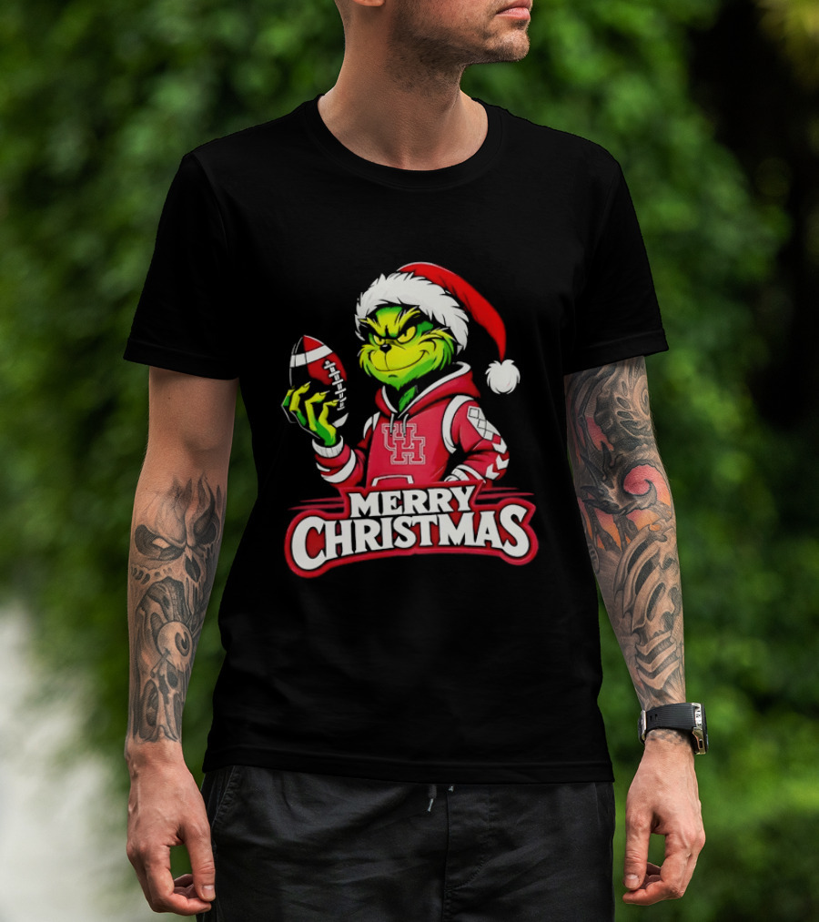 Grinch Santa Houston Cougars Merry Christmas Football 2026 T-Shirt