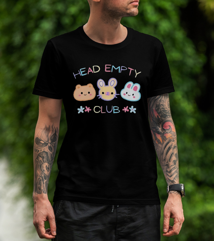 Head Empty Club Cute Kawaii Animals Pastel Bear Bunny Rabbit Faces T-Shirt