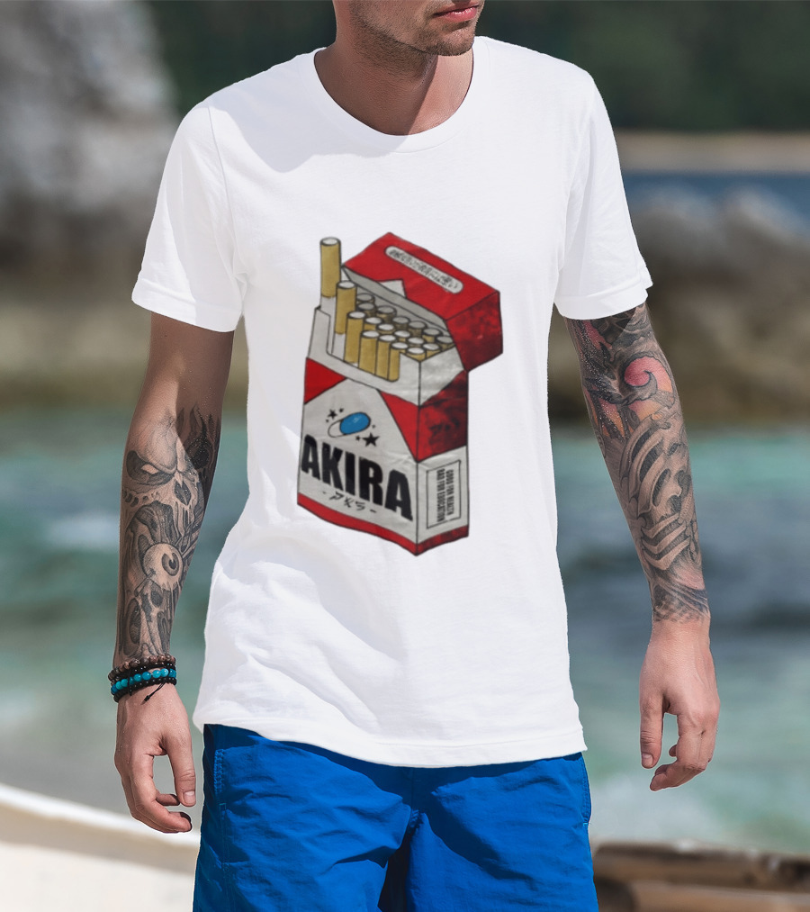 Akira Good For Health Bad For Education Cigarette Pack Capsule T-Shirt