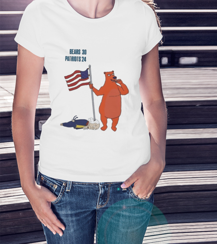 Bears 30 Patriots 24 Flag Victory T-Shirt
