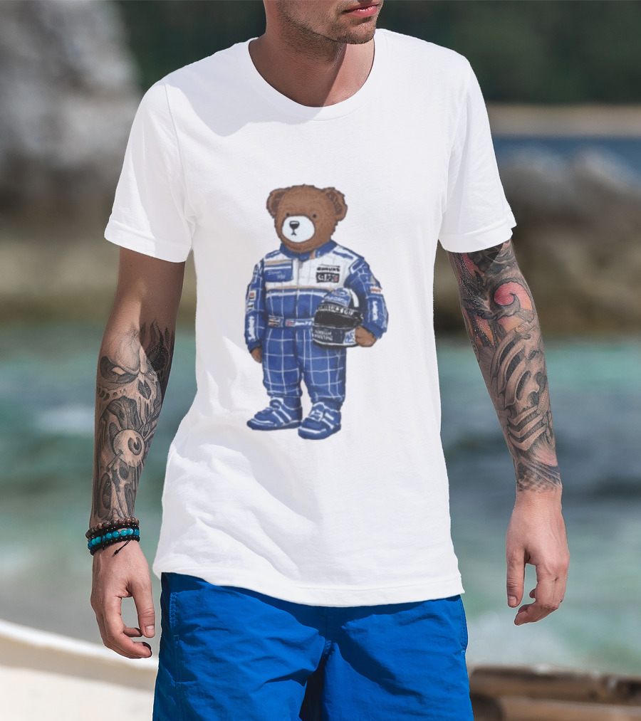 Damon Hill Williams Racing Renault Elf Polo Bear Racing Suit With Helmet T-Shirt