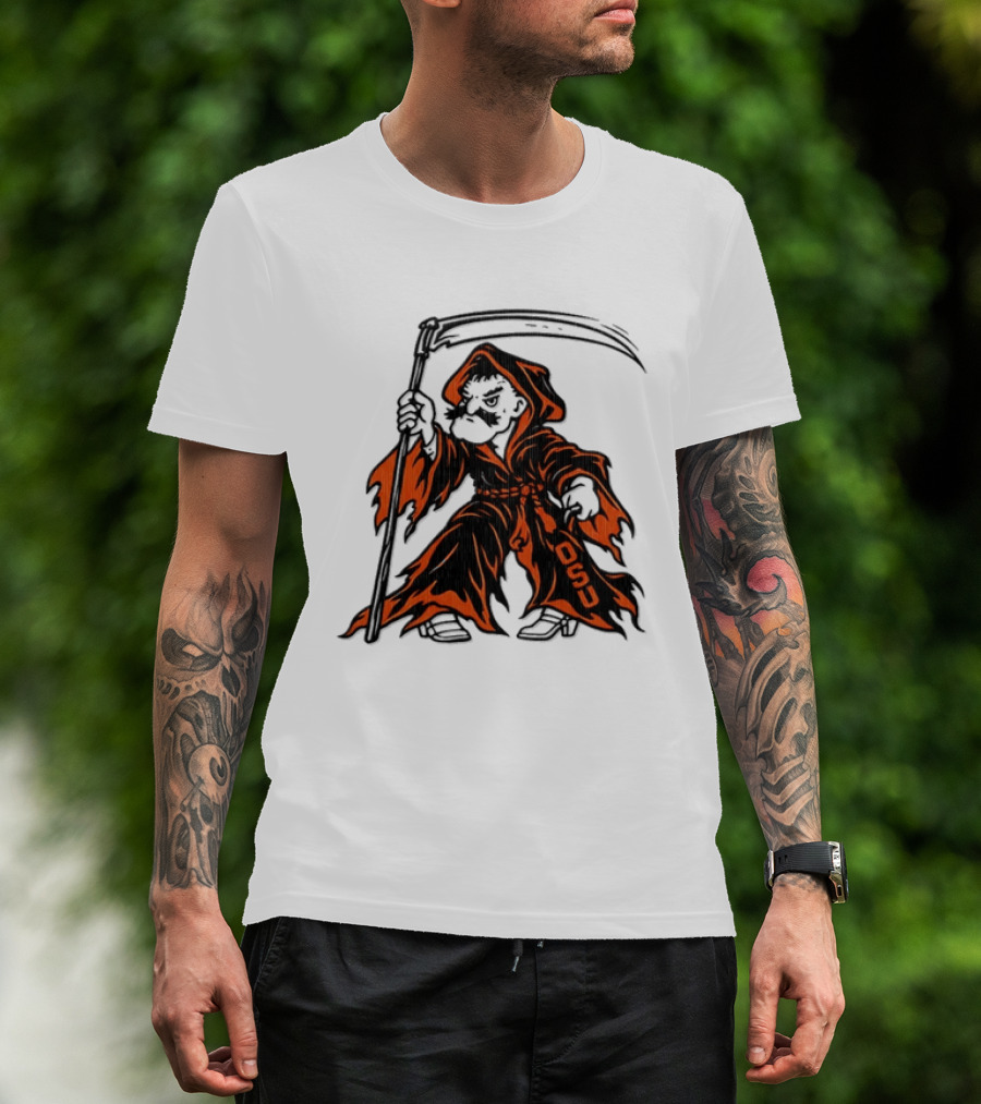 OSU Oklahoma State 2026 Halloween Grim Reaper Scythe Cowboy T-Shirt