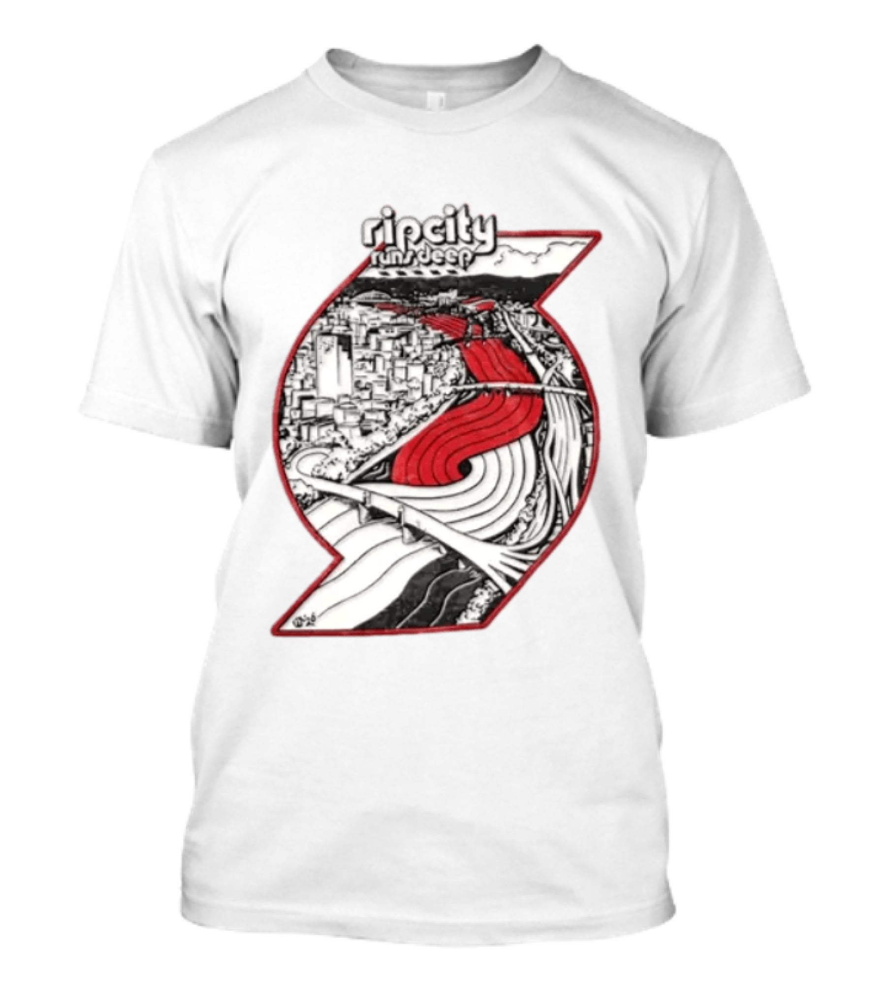 Rip City Runs Deep Portland Trail Blazers Skyline And Roads T-Shirt