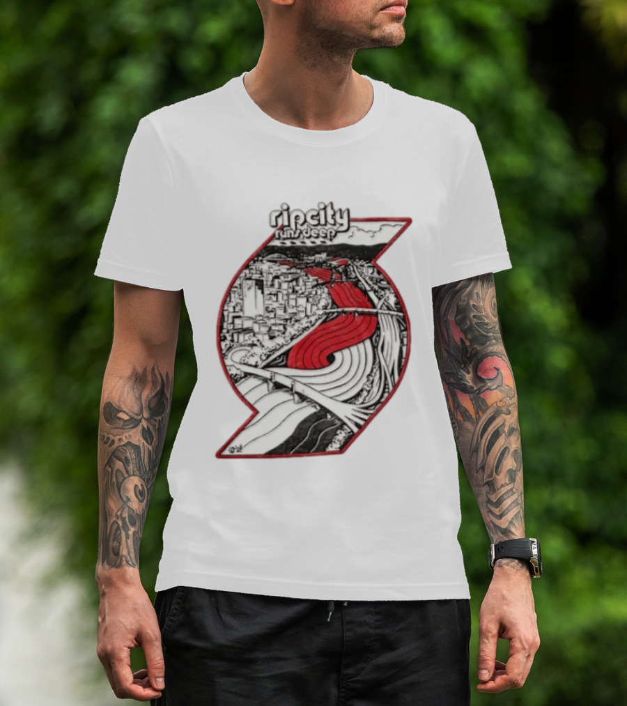 Rip City Runs Deep Portland Trail Blazers Skyline And Roads T-Shirt