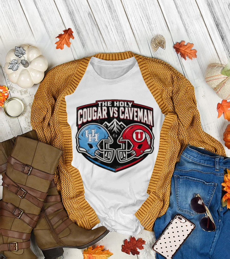 The Holy Cougar Vs Caveman UH Vs U Football Faceoff T-Shirt