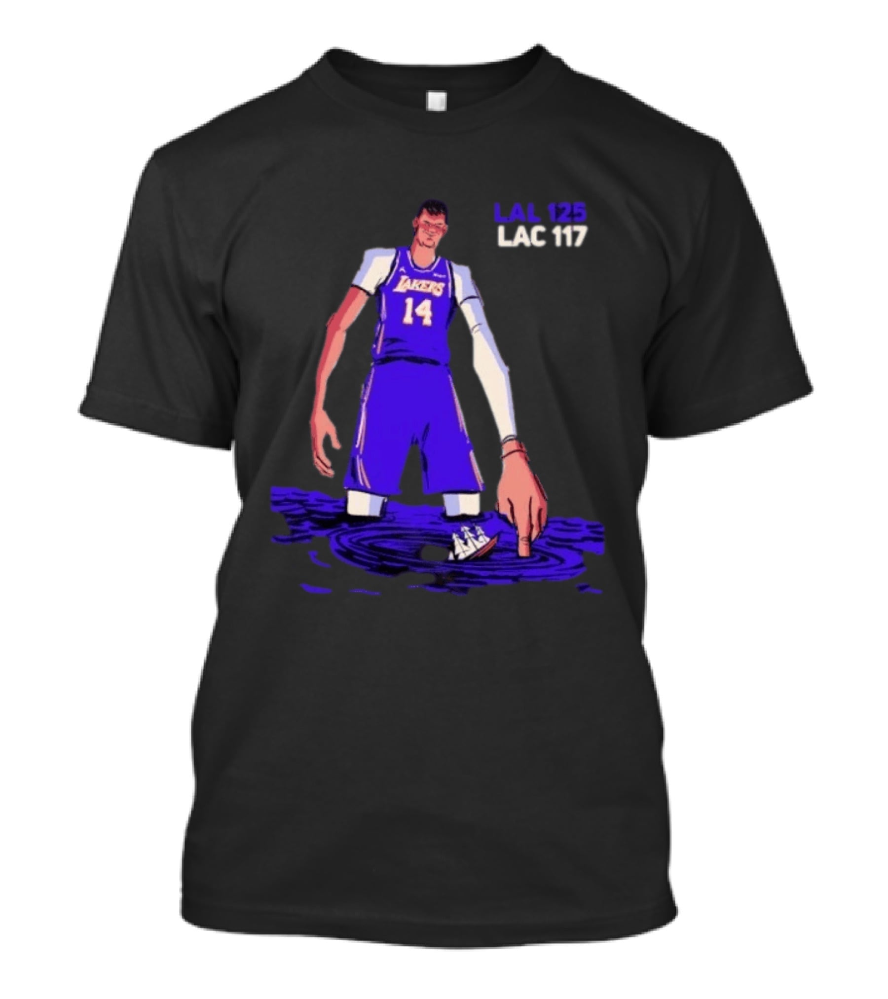 Lakers No 14 LAL 125 LAC 117 Basketball Art Player T-Shirt