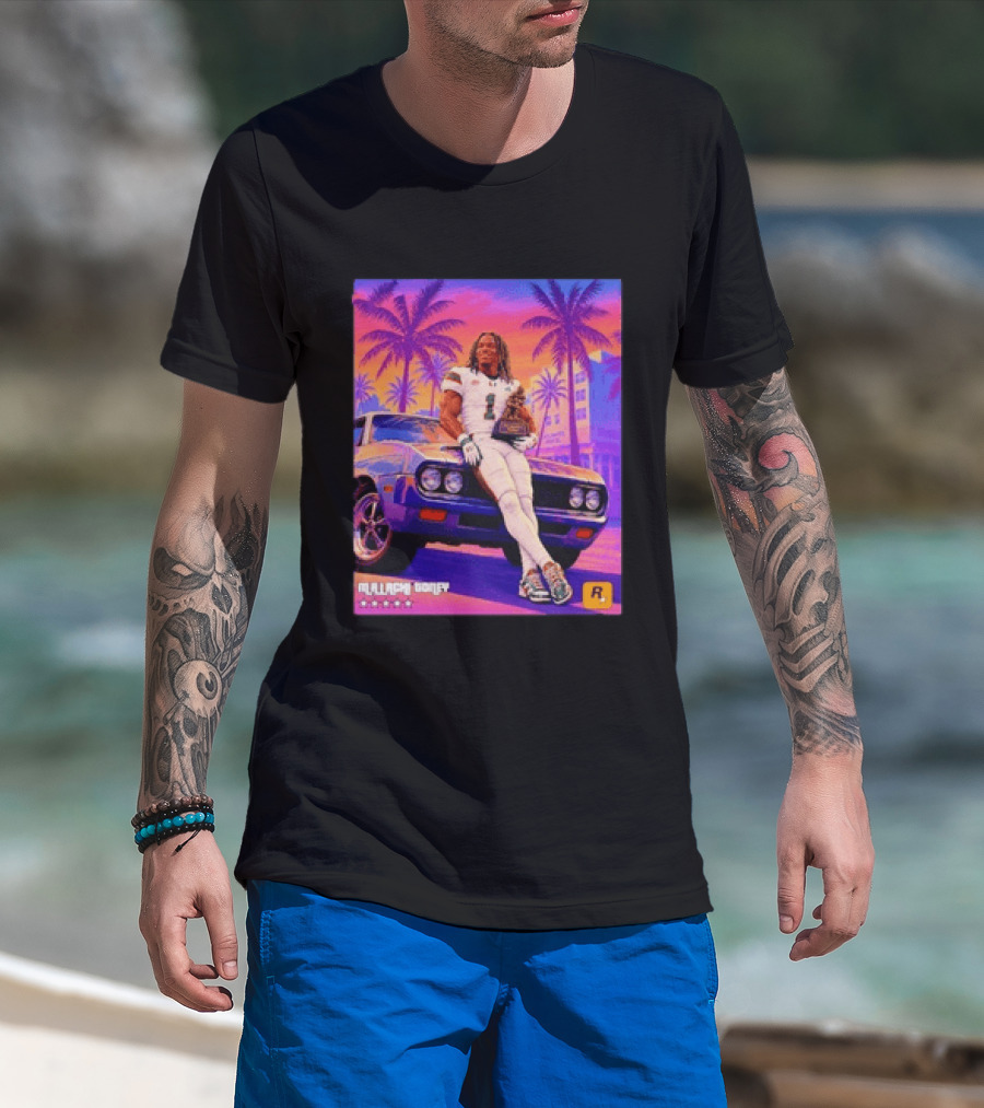 Malachi Goney No 1 Miami Hurricanes Heisman Trophy Rockstar Retro Vice City Vibes T-Shirt