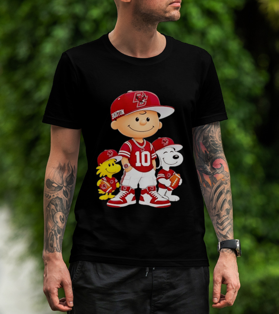 Boston College Eagles Charlie Brown Woodstock Snoopy Number 10 Football Fans T-Shirt