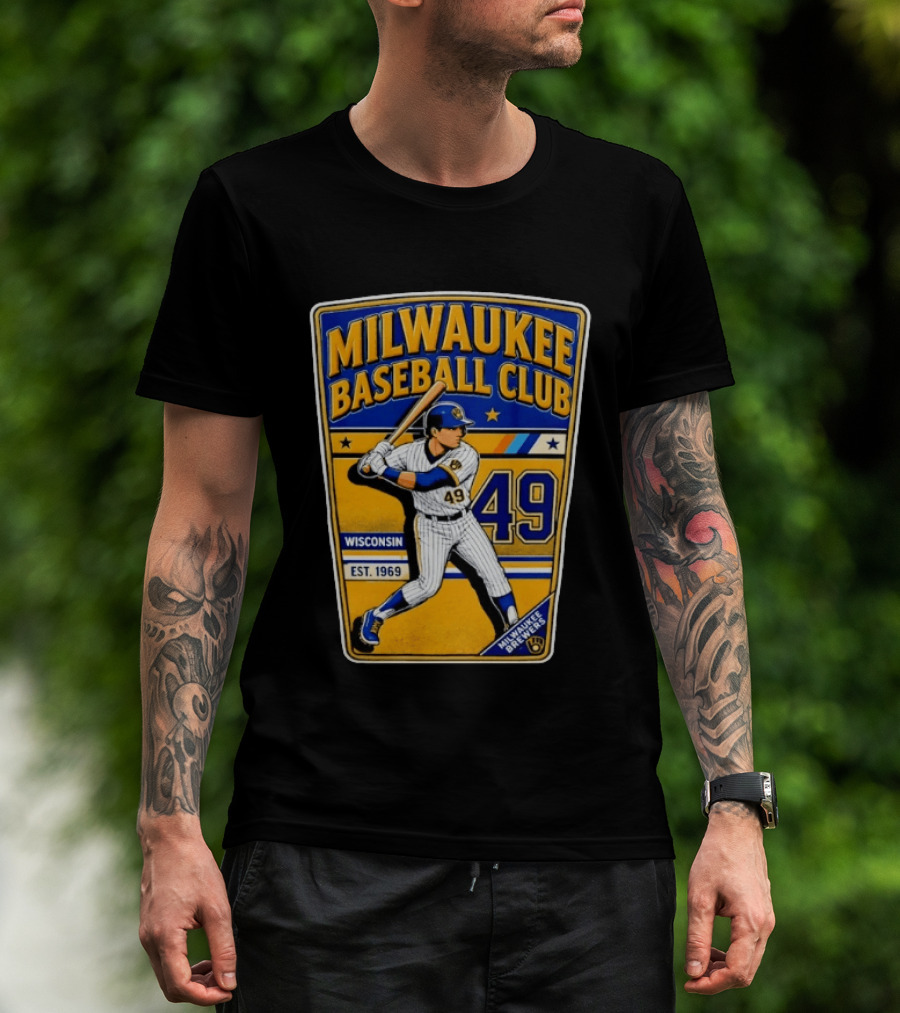Milwaukee Baseball Club Wisconsin Brewers Est. 1969 Player 49 T-Shirt