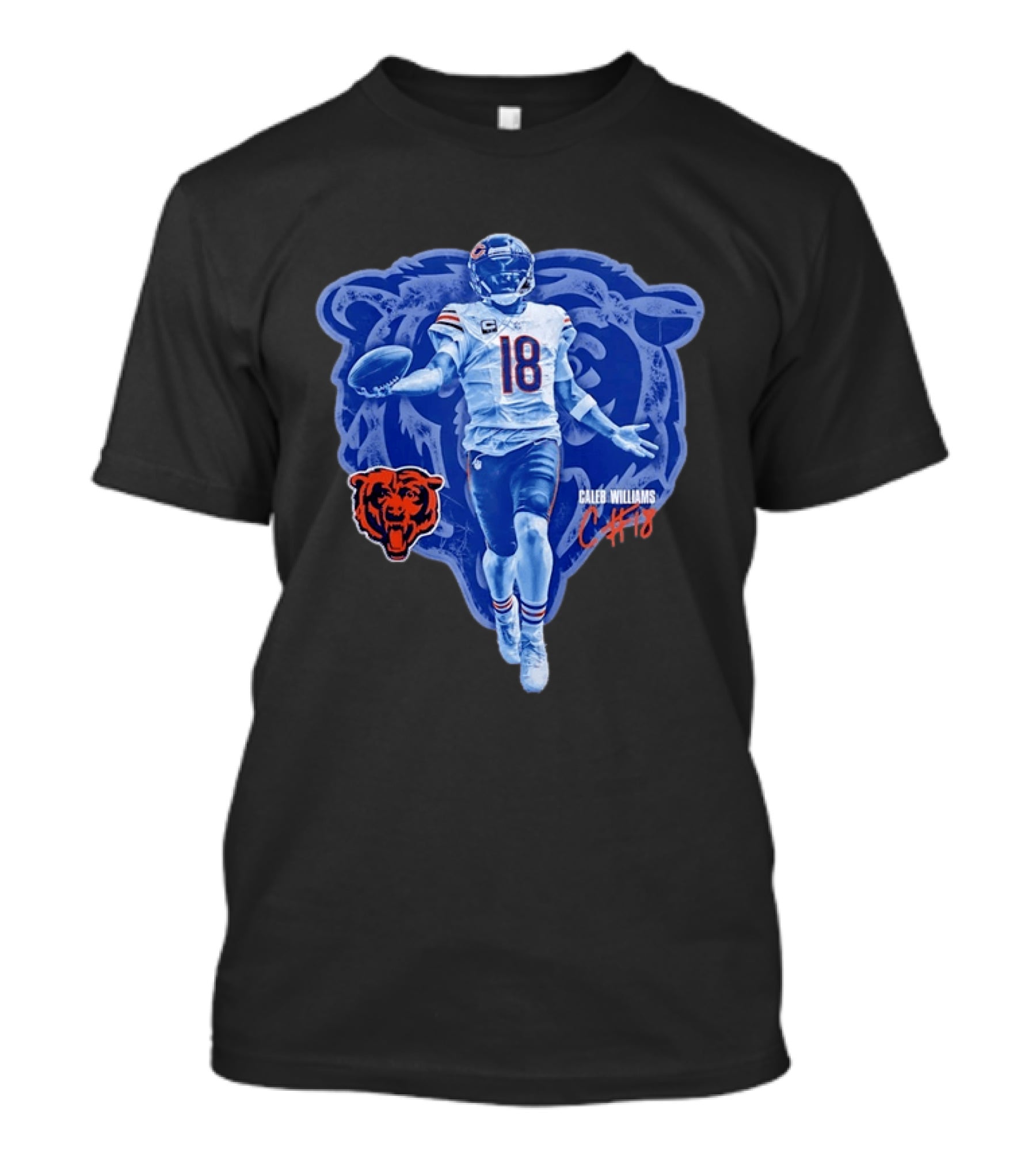 Caleb Williams 18 Chicago Bears Football Player With Bear T-Shirt