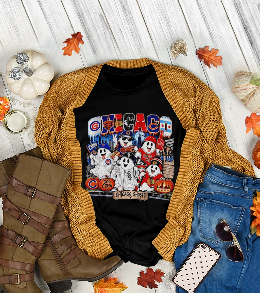 Chicago Ghosts Boo Crew Cubs Bulls Sox Same Spirits Different Teams T-Shirt