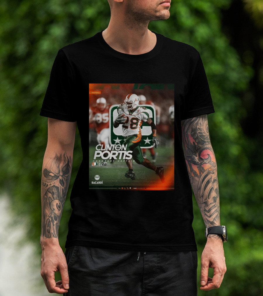 Clinton Portis Honorary Captain Miami Vs Pitt Bacardi Football Event T-Shirt