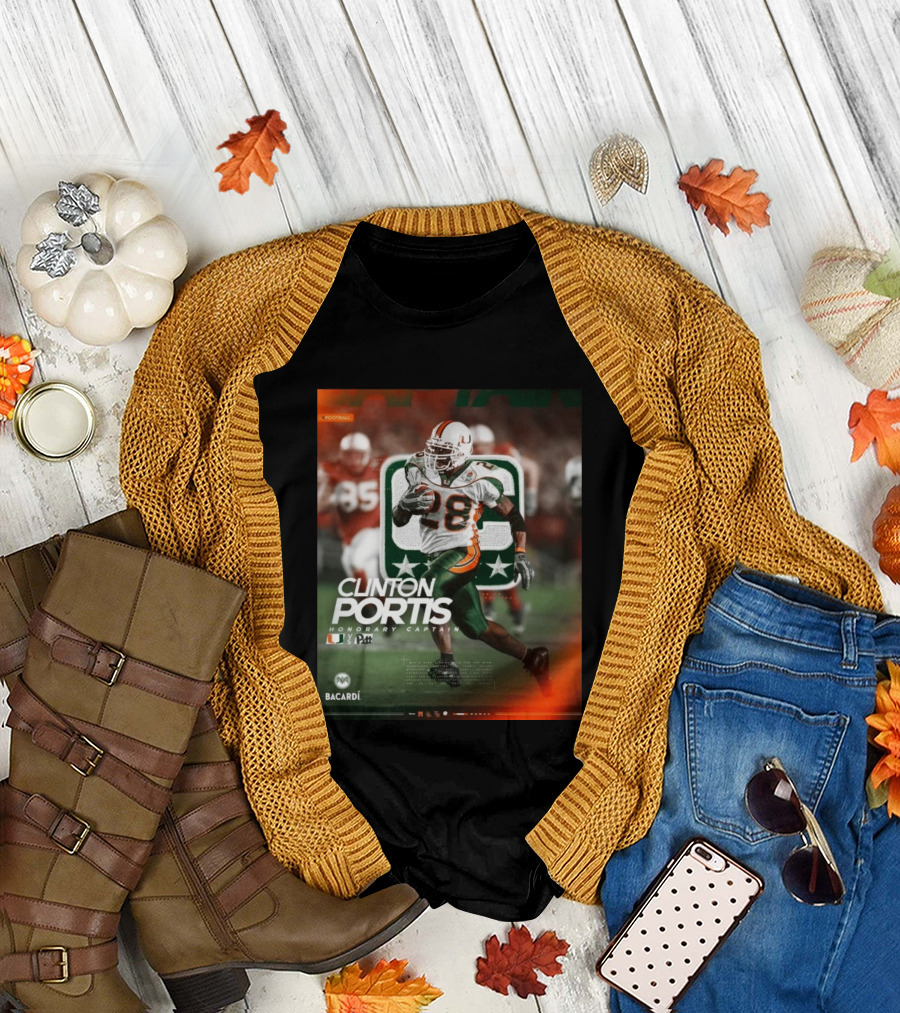 Clinton Portis Honorary Captain Miami Vs Pitt Bacardi Football Event T-Shirt