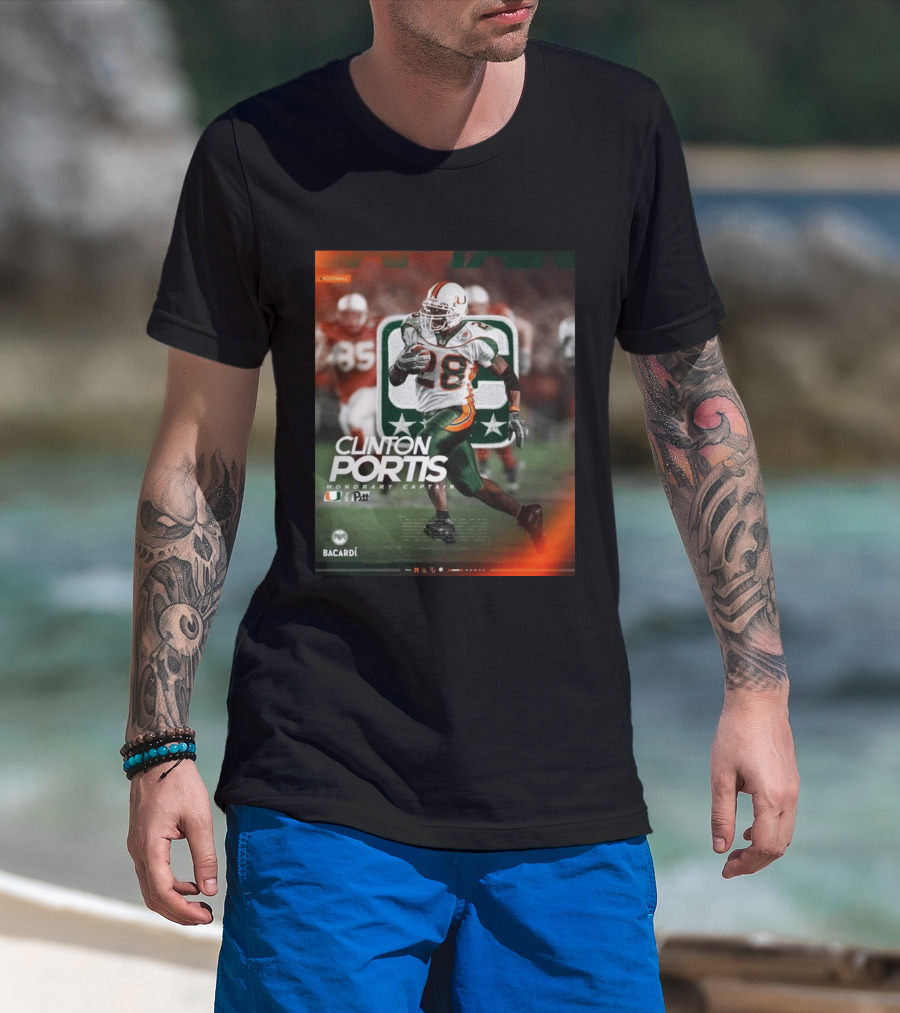 Clinton Portis Honorary Captain Miami Vs Pitt Bacardi Football Event T-Shirt