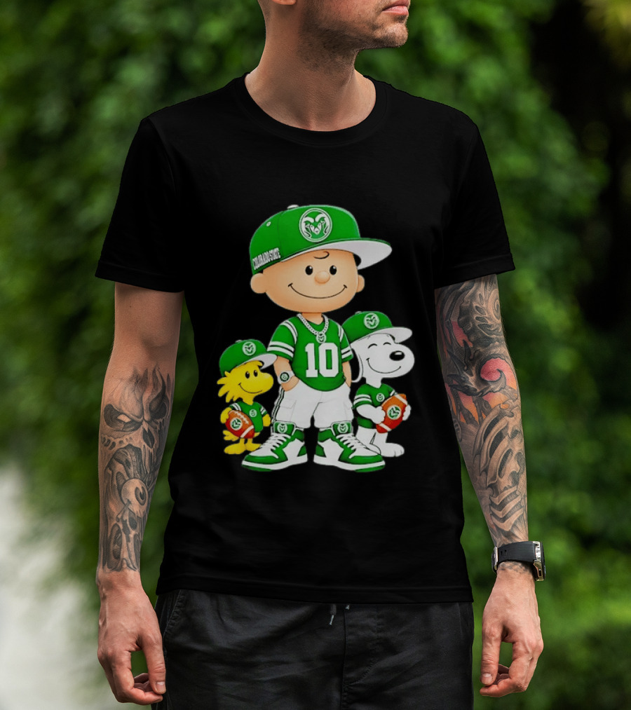 Colorado State Rams Charlie Brown Woodstock Snoopy Number 10 Football Fans T-Shirt