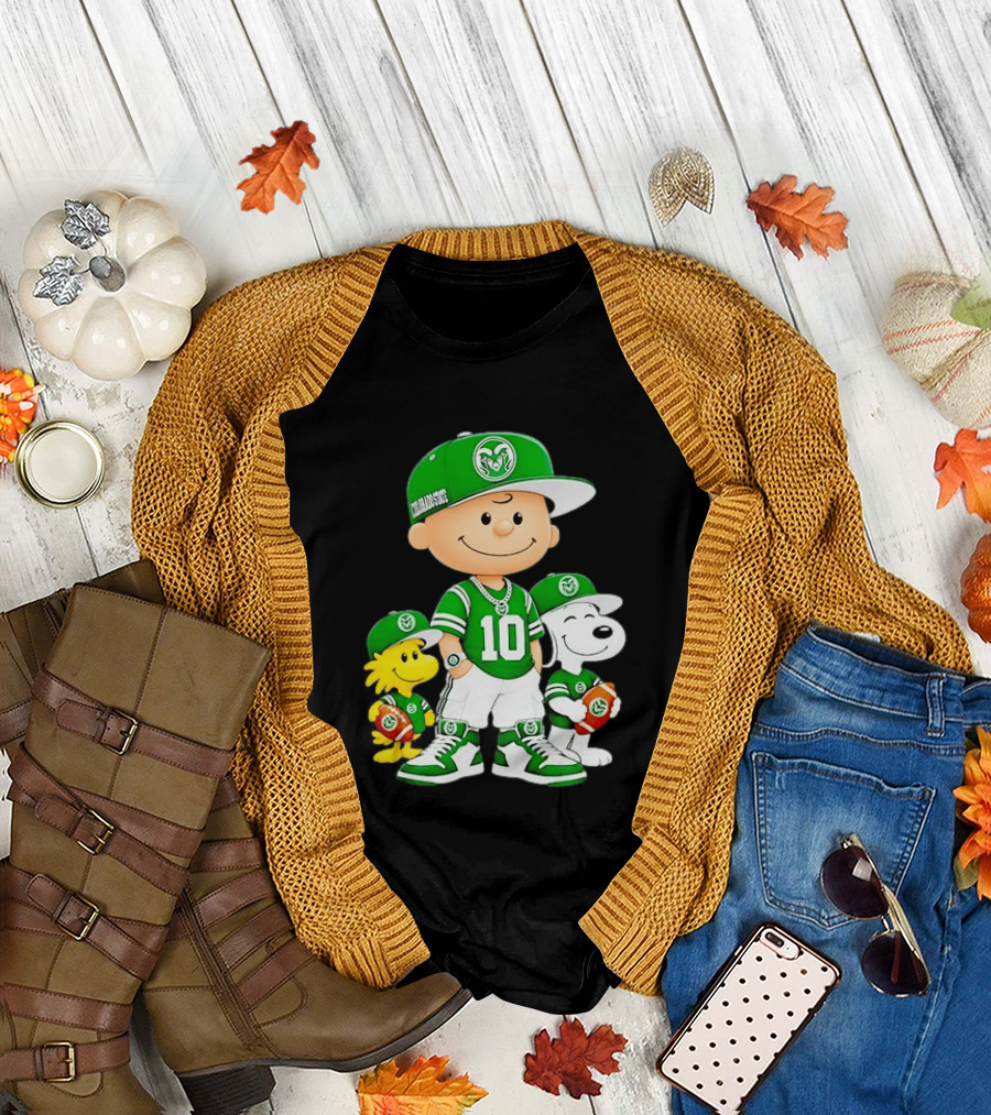 Colorado State Rams Charlie Brown Woodstock Snoopy Number 10 Football Fans T-Shirt
