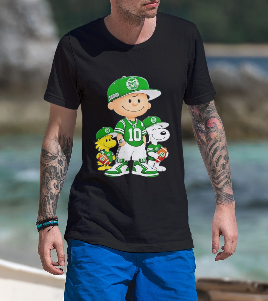 Colorado State Rams Charlie Brown Woodstock Snoopy Number 10 Football Fans T-Shirt