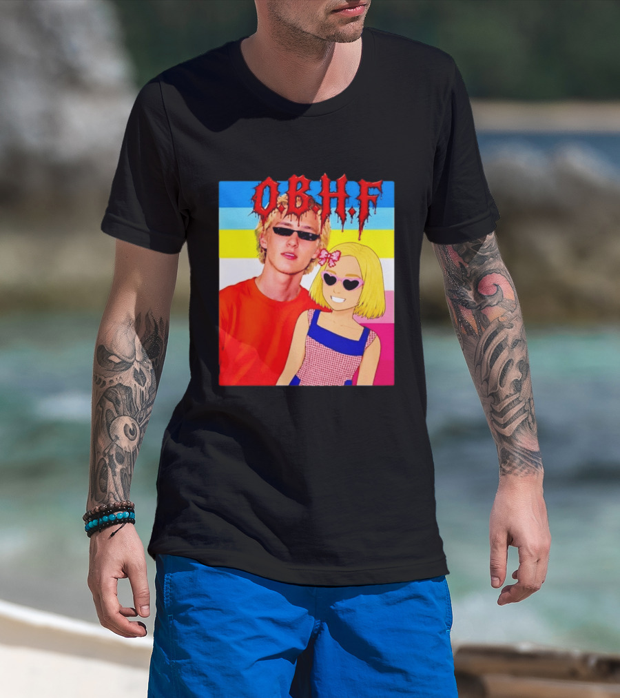 OBHF Blonde Couple Aesthetic Pixel Art Sunglasses T-Shirt