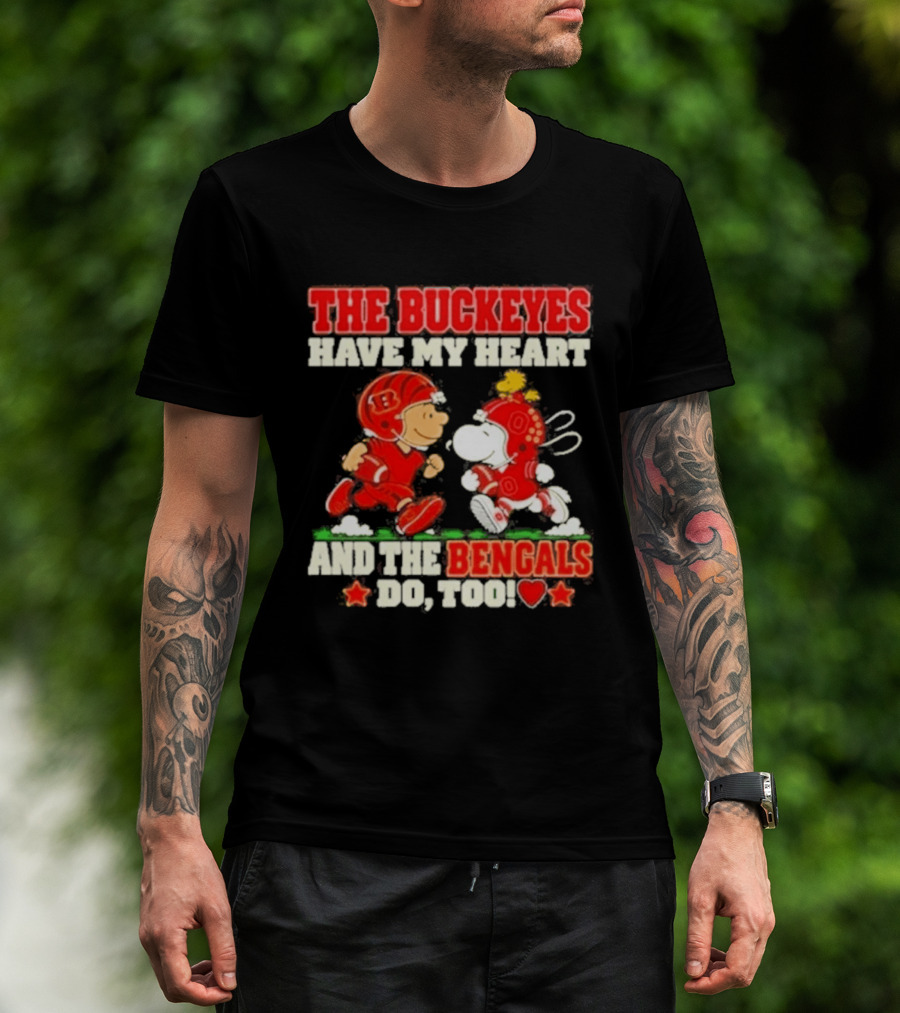 Snoopy And Charlie Brown The Buckeyes Have My Heart The Bengals Do Too T-Shirt