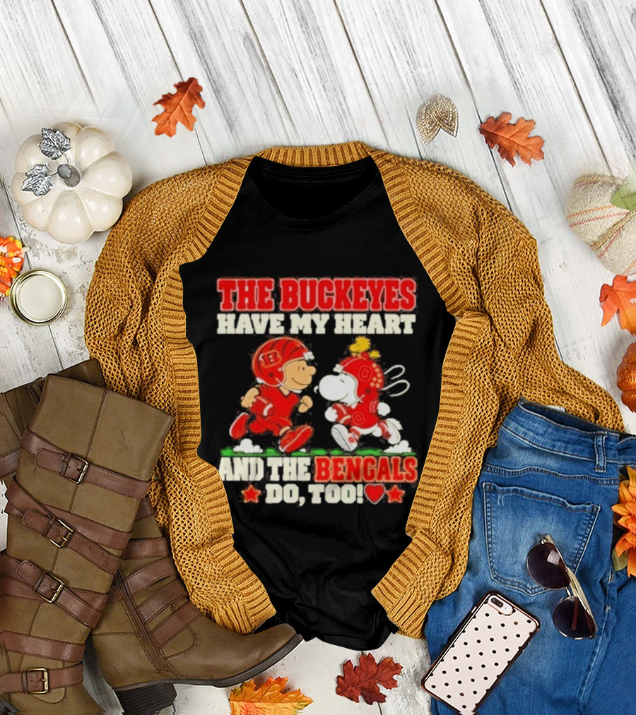Snoopy And Charlie Brown The Buckeyes Have My Heart The Bengals Do Too T-Shirt