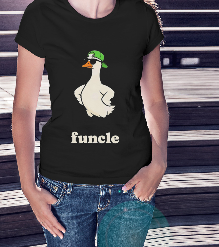 Funcle Goose In Sunglasses And Green Cap Fun Uncle T-Shirt
