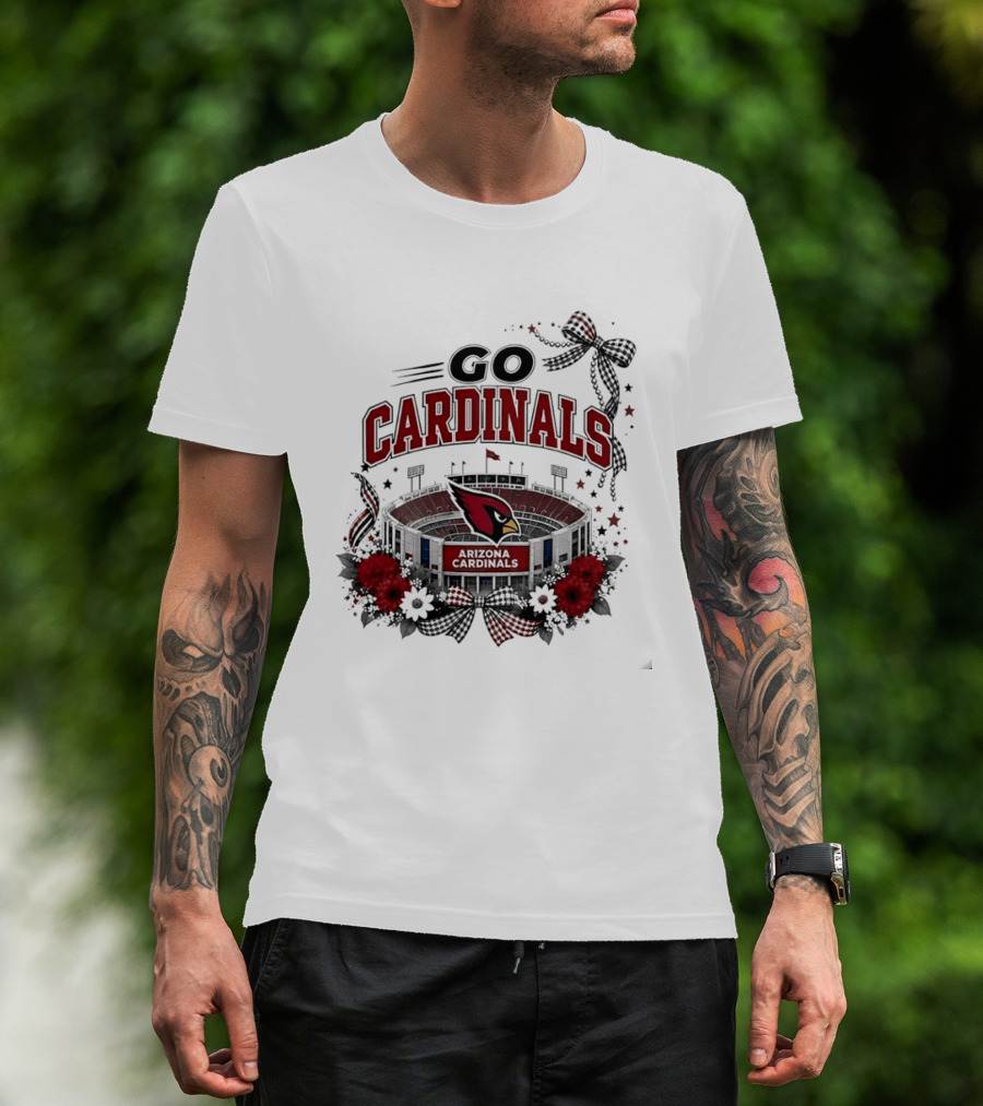 Go Cardinals Arizona Cardinals Football Stadium With Flowers And Bow T-Shirt