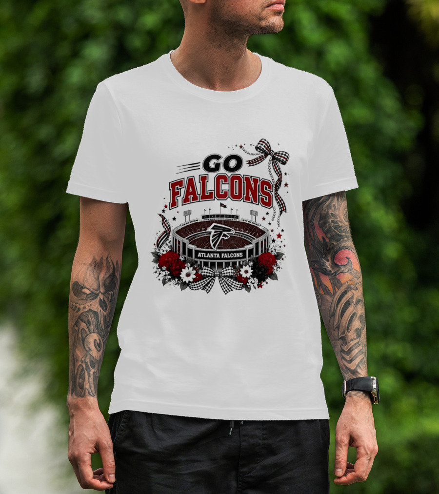 Atlanta Falcons Go Falcons Stadium Flowers And Ribbon T-Shirt
