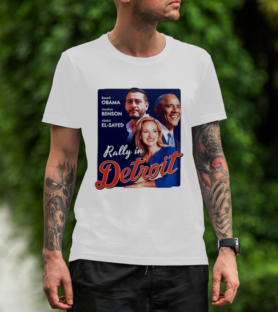 Barack Obama Jocelyn Benson Abdul El Sayed Rally In Detroit T-Shirt