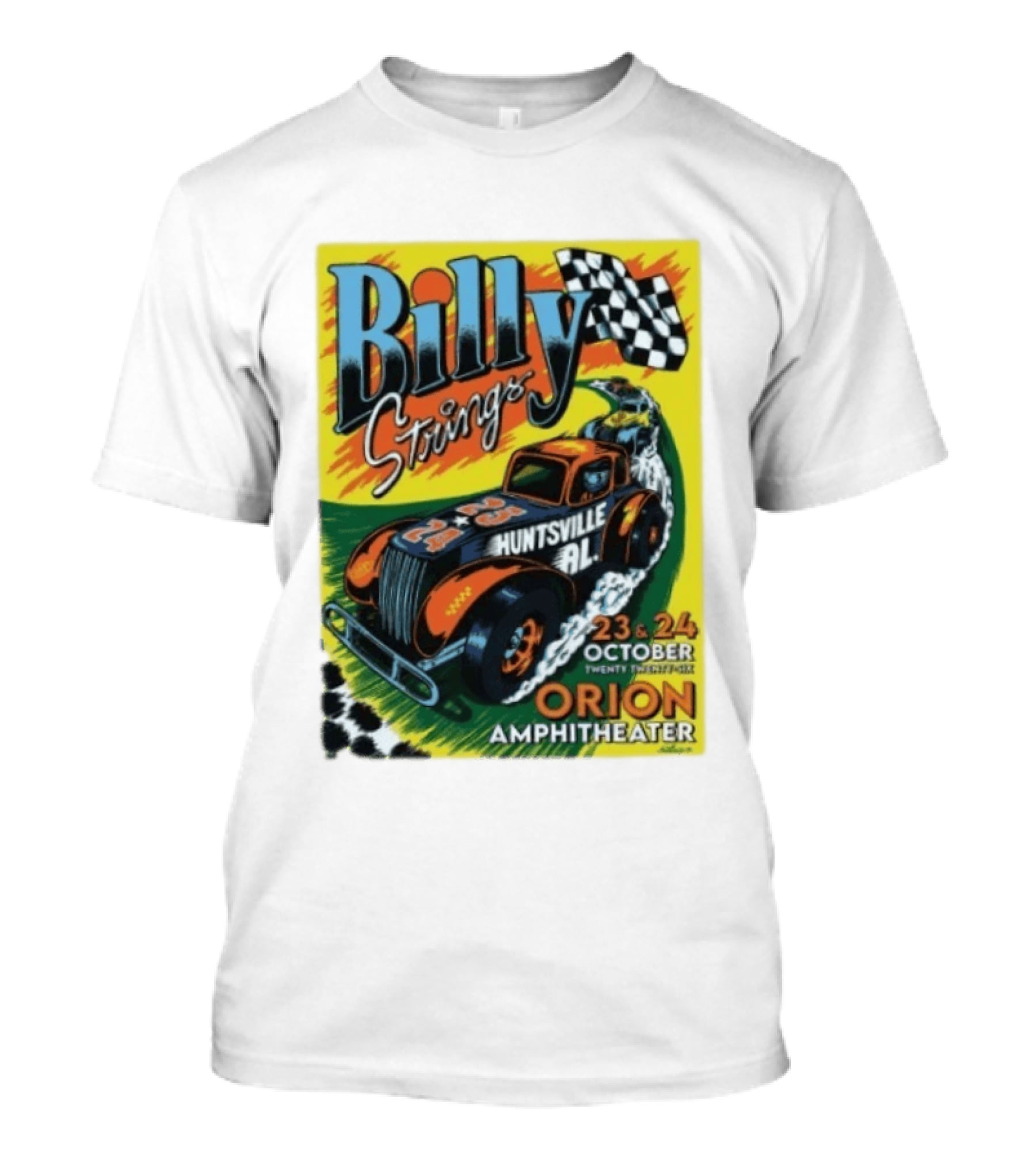 Billy Strings Huntsville AL Orion Amphitheater October 23 & 24 2026 Racing Car Checkerboard Flag T-Shirt