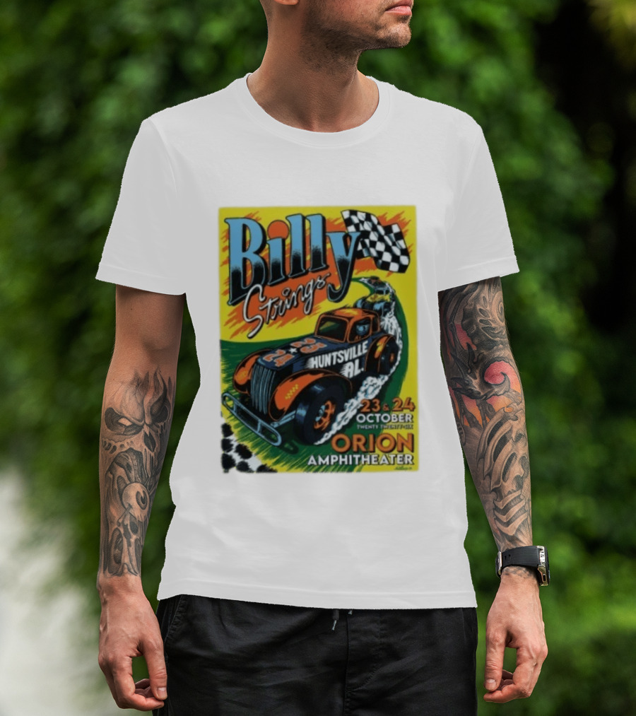 Billy Strings Huntsville AL Orion Amphitheater October 23 & 24 2026 Racing Car Checkerboard Flag T-Shirt