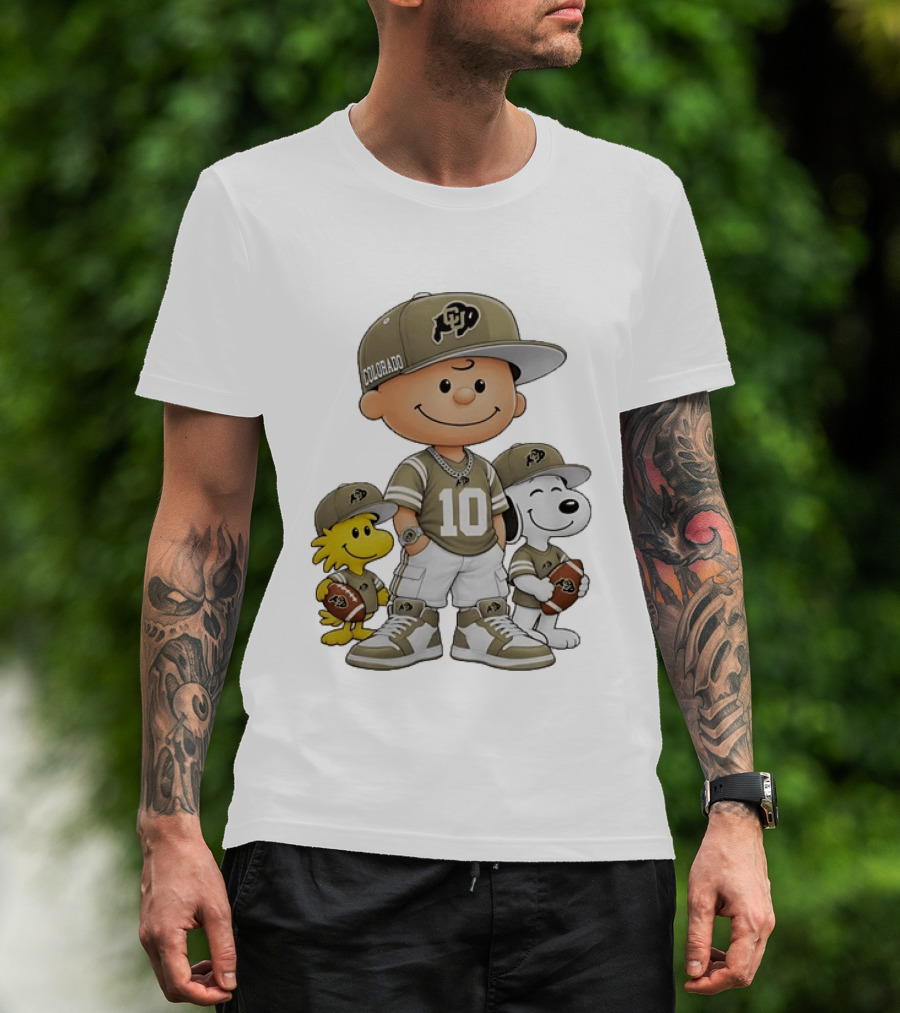 Colorado Buffaloes Charlie Brown Woodstock Snoopy Number 10 Football Fans T-Shirt