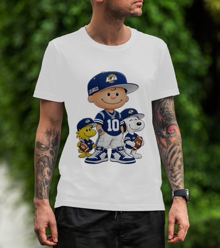 Los Angeles Rams Number 10 Charlie Brown Woodstock Snoopy Football Fans T-Shirt