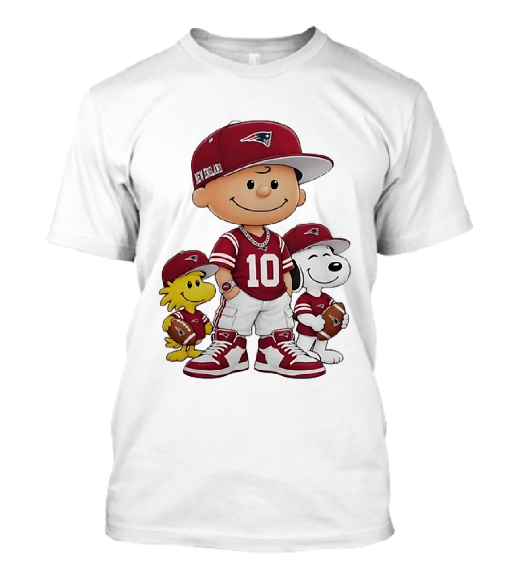 Patriots Charlie Brown Woodstock Snoopy Number 10 Football Fans T-Shirt