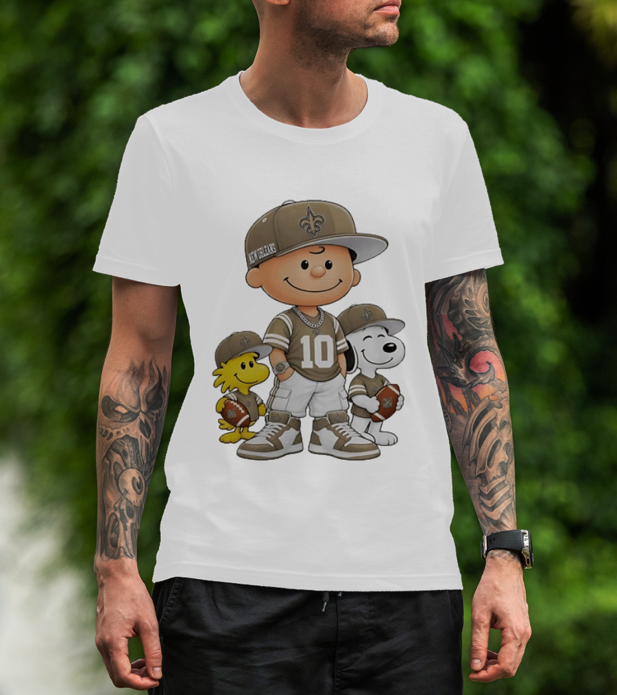 New Orleans Saints Charlie Brown Woodstock Snoopy Number 10 Football Fans T-Shirt