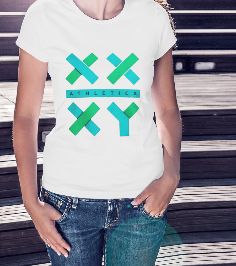 XXXY Athletics Classic Design With Bold Green And Blue X T-Shirt